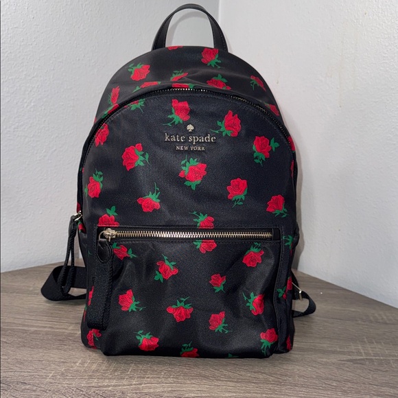 kate spade Handbags - Kate Spade Black Rose Pattern Backpack
